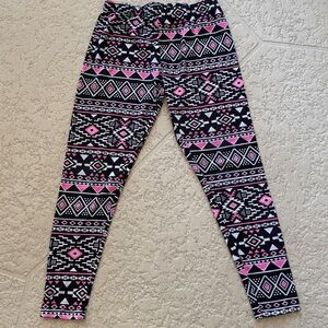 No Boundaries Pink and Black Aztec Leggings
